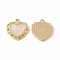 Natural Shell Pendants, Heart Charms, with Real 18K Gold Plated Brass Findings, Seashell Color, 15.5x14.5x2mm, Hole: 1.4mm