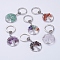 Natural/Synthetic Mixed Stone Keychain, with Iron Key Rings and Brass Finding, Flat Round with Tree of Life, 65~67mm, 36x29x5~8mm