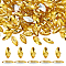 100Pcs Glass Rhinestone Cabochons, Pointed Back & Back Plated, Horse Eye, Citrine, 15x7x4mm