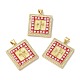 Квадратные подвески из латуни с микропаве и цирконием KK-K385-041G-2