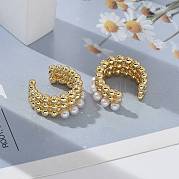 Серьги-каффы из латуни с пластиковым жемчугом и бисером EJEW-D064-02G