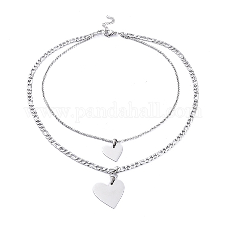 Двухслойные ожерелья из нержавеющей стали марки 304 NJEW-M181-15P-1