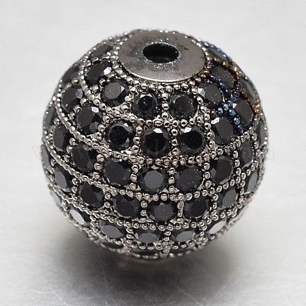 CZ латунные микро проложить кубического циркония круглых бусин ZIRC-L017-14mm-06B-1