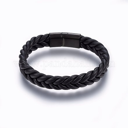 Кожаные браслеты плетеного шнура BJEW-E345-14A-B-1