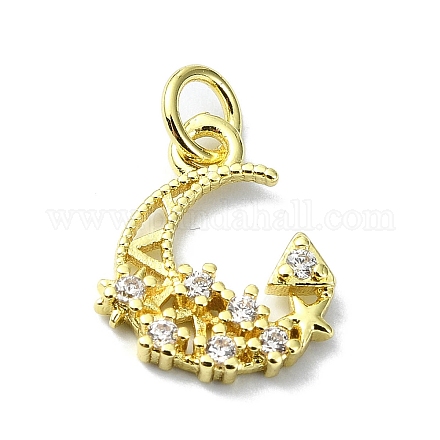 Подвески из латуни с микро-паве на тему луны KK-H475-57G-01-1