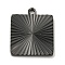 Ion Plating(IP) 304 Stainless Steel Pendants, Square Charm, Black, 20x17x1.8mm, Hole: 1.6mm