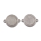 Tarnish Resistant 201 Stainless Steel Cabochon Connector Settings, Flat Round, Stainless Steel Color, 16x21x1mm, Hole: 1.6mm
