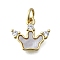Brass Micro Pave Clear Cubic Zirconia Crown Charms, with Shell and Jump Rings, Cadmium Free & Lead Free, Real 16K Gold Plated, 11.5x13x2mm, Hole: 3.5mm