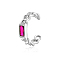 Anti-Tarnish Geometric Rectangle Fashionable Silver Clip-on Earrings with S925 Silver Chain Charm, Magenta, Platinum, 5x3x11mm