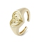 Brass Adjustable Open Rings, Cadmium Free & Nickel Free & Lead Free, Heart, Taurus, US Size 7 3/4(17.9mm)
