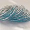 Brass Rhinestone Tennis Bracelets, Stretch Bracelets for Women, Square, Aquamarine, Inner Diameter: 2-1/8 inch(5.25cm)