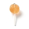 Translucent Resin Imitation Food Pendants, Lollipop Charms with Platinum Tone Iron Loops, Orange, 48~50.5x22.5mm