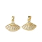 Brass Micro Pave Cubic Zirconia Pendants, Fan Charms, Real 18K Gold Plated, 12.5x15x3mm, Hole: 3x4.5mm