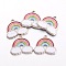 Alloy Enamel Pendants, Rainbow & Cloud Charms, for Children Kids Jewelry Making, Platinum, Cadmium Free & Nickel Free & Lead Free, Colorful, 17.5x19x1.6mm, Hole: 2mm