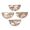 Handmade Polymer Clay Pendants, with Gold Foil, Half Round, Tan, 22.5~23x44.5x2.5~3mm, Hole: 1.8mm