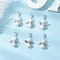 6Pcs 6 Styles Acrylic Imitation Pearl & Glass Pearl Angel Pendant Decorations, with Alloy Wings & Lobster Claw Clasps, White, Antique Silver & Platinum, 37~38mm, 1pc/style