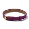 Leather Textured Bracelet Straps Slide Wristbands for Slide Charms, with Ion Plating(IP) Golden 304 Stainless Steel Buckles, Purple, 23.2x1~1.25x0.5cm