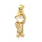 Rack Plating Brass Micro Pave Cubic Zirconia Pendants, Long-Lasting Plated, Lead Free & Cadmium Free, Human Charms, Real 18K Gold Plated, 23.5x9.5x4.5mm, Hole: 5x3mm