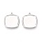 304 Stainless Steel Pendant Cabochon Settings, Rectangle, Stainless Steel Color, Tray: 17x17mm, 22.5x20x2mm, Hole: 1.6mm
