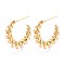 Swirl C-Shaped Brass Stud Earrings, Nickel Free, Real 18K Gold Plated, 20~21x20x5mm