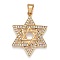 304 Stainless Steel Pendants, with Crystal Rhinestone, Star of David, Golden, 49x37.5x5mm, Hole: 8x10.5mm