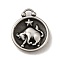 304 Stainless Steel Pendants, Flat Round with Constellations Charm, Antique Silver, Cancer, 20.5x17x3mm, Hole: 2.5x2mm