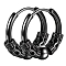 304 Stainless Steel Beaded Hoop Earrings, Dragon Pattern, Black, 14x2.5mm