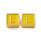 304 Stainless Steel Enamel Beads, Real 14K Gold Plated, Square with Letter, Letter L, 8x8x4mm, Hole: 2mm