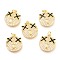 Brass Micro Pave Clear Cubic Zirconia Pendants, Long-Lasting Plated, with Jump Rings & Enamel, Real 18K Gold Plated, Flat Round with Expression, Black, 16.5x14x2.5mm, Hole: 3mm