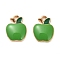 Alloy Enamel Pendants, Light Gold, Apple Charm, Lime Green, 15x11.8x2.5mm, Hole: 2x1.8mm