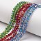 Electroplate Transparent Glass Beads Strands, Half Rainbow Plated, Faceted, Rondelle, Mixed Color, 6x5mm, Hole: 1mm, about 85~88pcs/strand, 16.1~16.5 inch(41~42cm)