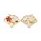 Alloy Enamel Pendants, Golden, Fan with Flower Charm, Red, 25.5x30x2mm, Hole: 1.8mm