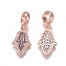 Brass Micro Pave Cubic Zirconia European Dangle Charms, Large Hole Pendants, Hamsa Hand/Hand of Fatima /Hand of Miriam, Blue & Clear, Rose Gold, 28mm, Hole: 5mm, Hamsa Hand: 19x11x2mm