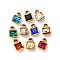 Ion Plating(IP) 304 Stainless Steel Rhinestone Pendants, Square Charms, Mixed Color, Real 18K Gold Plated, 8x5x3mm, Hole: 1.6mm