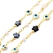 Rack Plating Brass Flat Round Link Chains, with Natural Mixed Gemstone Star & Glass Evil Eye & Plastic Imitation Pearl Beaded, Long-Lasting Plated, Soldered, with Spool, Cadmium Free & Lead Free, Golden, 13x6.5x2.5mm, 12x4mm, 18x6x2.5mm