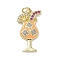 Brass Micro Pave Cubic Zirconia Pendants, Drink Charms, with Enamel and Jump Ring, Long-Lasting Plated, Cadmium Free & Lead Free, Real 18K Gold Plated, 24x13x3mm, Hole: 3mm