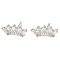 Crown Brass Micro Pave Cubic Zirconia Stud Earrings, Long-Lasting Plated, Lead Free & Cadmium Free, Platinum, 7x16mm