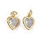 Brass Micro Pave Cubic Zirconia Pendants, Heart Charms, with Jump Ring, Long-Lasting Plated, Cadmium Free & Lead Free, Rack Plating, Real 18K Gold Plated, 9x7x3mm, Hole: 3mm