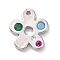Eco-friendly Brass Micro Pave Cubic Zirconia Pendants, Cadmium Free & Lead Free, Long-Lasting Plated, Flower, Platinum, 12.5x11x1.6mm, Hole: 1mm