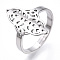 Non-Tarnish 304 Stainless Steel Sailor's Knot Adjustable Ring, Hollow Out Wide Band Ring for Women, Stainless Steel Color, US Size 6 1/2(16.9mm)