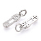 Brass Micro Pave Cubic Zirconia Charms, Cadmium Free & Lead Free, with Jump Rings, Safety Pins Charms, Platinum, 14x5x1.5mm, Hole: 3.4mm