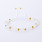Bohemian Style Handmade Glass Braided Bead Bracelets for Women, with Brass Beads, White