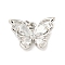 Brass Micro Pave Clear Cubic Zirconia Pendants, Cadmium Free & Nickel Free & Lead Free, with Jump Rings, Butterfly, Platinum, 12x17.5x4mm, Hole: 2mm