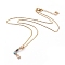 Letter Brass Initial Pendants Necklaces, with Rhinestone, Cubic Zirconia, Cable Chain and Lobster Claw Clasps, with Cardboard Packing Box, Letter.L, 16.1 inch~16.9 inch(41~43cm), Pendant: 19~20x13~19.5x3mm