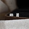925 Sterling Silver Clear Cubic Zirconia Stud Earrings, Rectangle, Platinum, 5x3.5mm