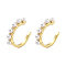 Brass Cuff Earrings for Women, with Plastic Imitation Pearl Beads, Long-Lasting Plated, Cadmium Free & Lead Free, Real 18K Gold Plated, 18x18.5x3.5mm