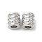 Brass Micro Pave Clear Cubic Zirconia Beads, Column, Real Platinum Plated, 6.5x6mm, Hole: 3mm