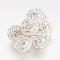 Alloy Magnetic Clasps with Loops, with Rhinestone, Round, Crystal AB, Silver Color Plated, 21x14mm, Hole: 1.5mm