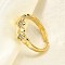 Brass Micro Pave Clear Cubic Zirconia Cuff Rings for Women, Cadmium Free & Nickel Free & Lead Free, Rhombus, Real 18K Gold Plated, 6mm