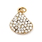 304 Stainless Steel Rhinestone Pendants, Ocean Collection Charms, Ion Plating(IP), Real 18K Gold Plated, with Jump Ring, Shell Shape, 14x12x4mm, Hole: 2.4mm